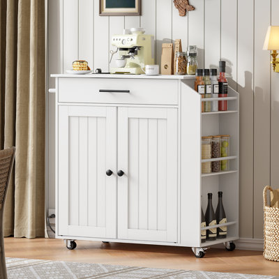 Rolling Kitchen Island with Power Outlet