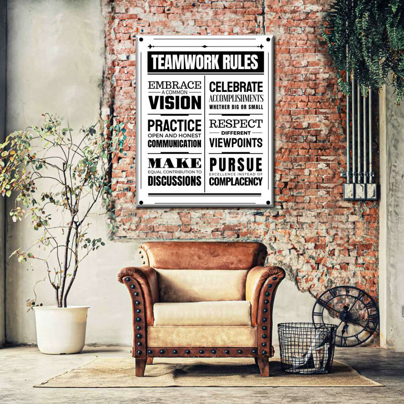 «Teamwork Rules» sur impression sur toile, H 40 po x l 32 po x P 1,25 po