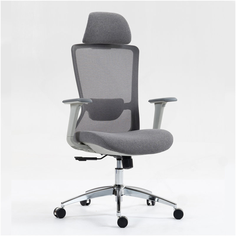 Chaise de bureau haut dossier en filet: 8322H-GR, Gris, Argent argent