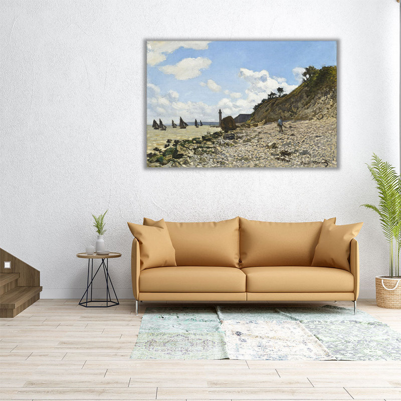 La plage à Honfleur, 1864-1866 - reproduction d'art sur toile, H 40 po x l 60 po