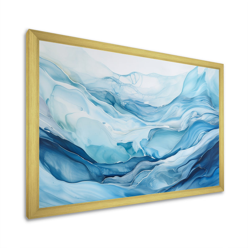 «White and Blue Glacier Charm», reproduction d'art sur toile, Cadre doré simple, H 30 po x l 40 po x P 1,5 po