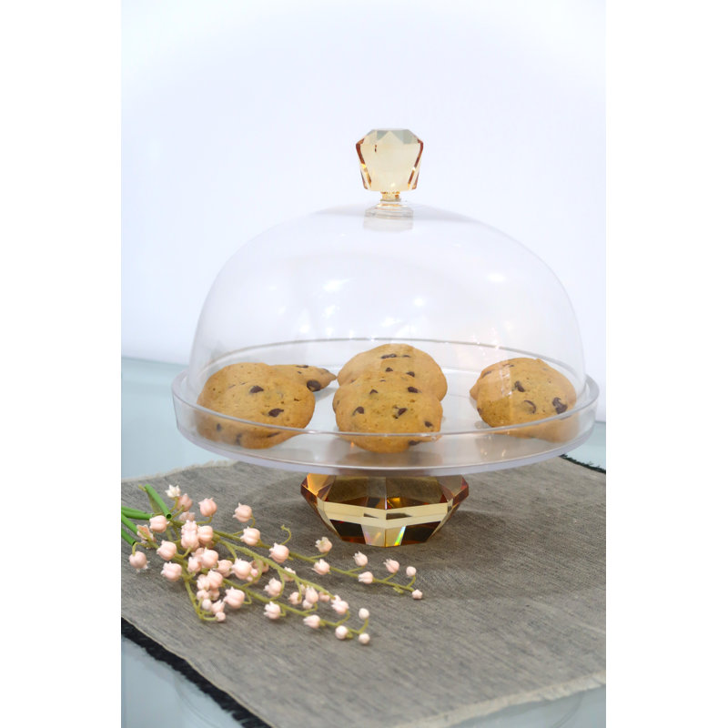 Glass Cake Stand, Amber