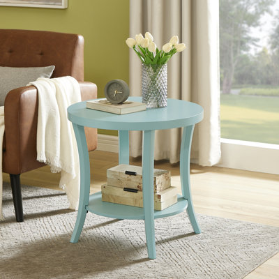 Perth Round Wood End Table with Open Storage Shelf