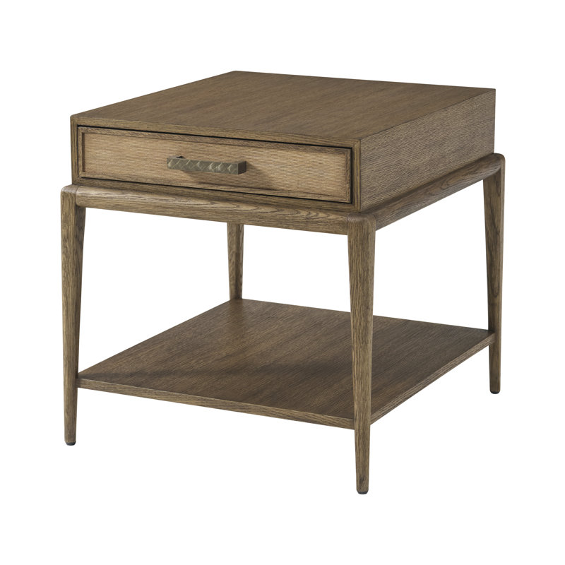 Flagler Side Table with Wallpaper, Tobacco