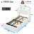 Floating Twin Bed Frame With LED Light, Upholstered Platform PU Leather Bed With Charging Station & Wingback, Diamond Tufted Storage Headboard & Footboard, No Box Spring Needed-229620240-229620243