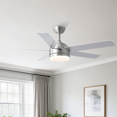 46" 5-blade Modern Ceiling Fan With Lights And Remote Control