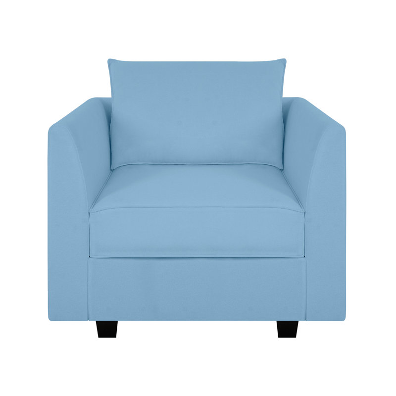 Chaise avec accoudoirs en lin Redenius, Lin bleu œuf de merle