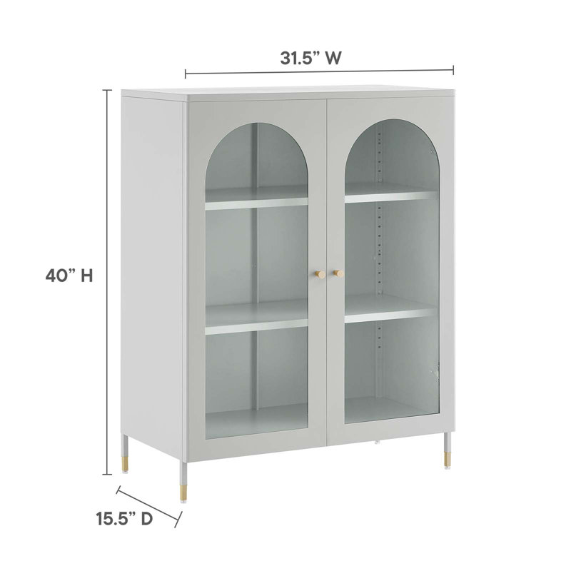 Light Gray Powder-Coated Steel Office Cabinet with Adjustable Shelves