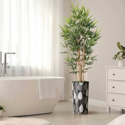 Artificial Tree in Contemporary Planter Fake Bamboo Silk Tree (Plant Pot Plus Tree)