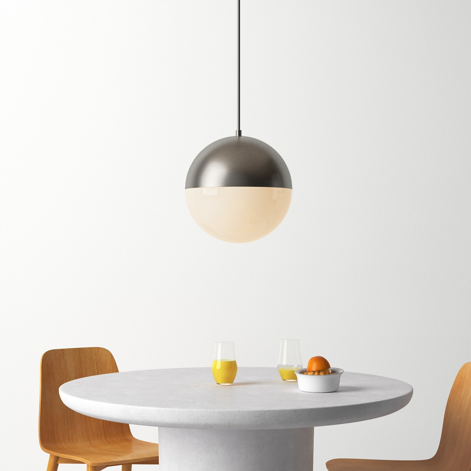 Yvette Single Light Glass Pendant, Nickel