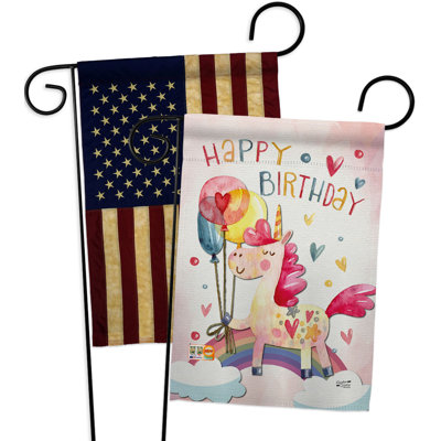 Double Sided 18.5'' H x 13'' W Polyester Birthday Garden Flag