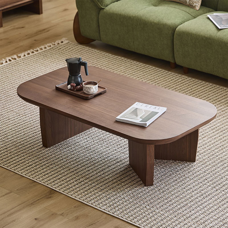Ancient style rectangular solid wood coffee table, 15" H x 55.1" L x 31.5" W, Dark Walnut