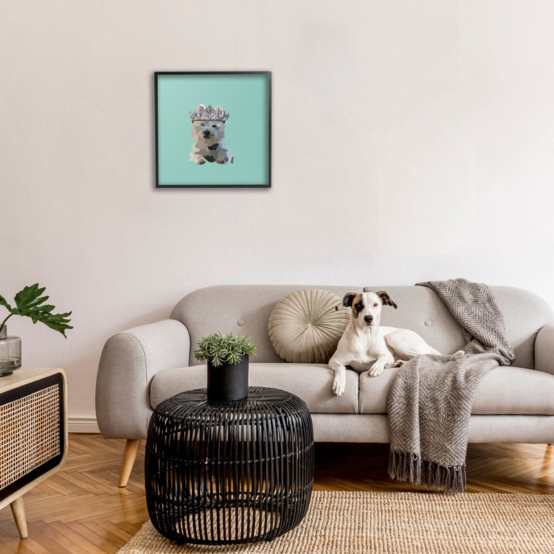 Westie Terrier avec couronne, estampe numérique par Amelia Noyes, Giclée encadrée noir minuit, H 24 po x l 24 po