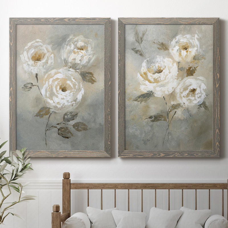 «Soft and Bold I», ensemble de 2 reproductions d'art, Pas de tapis, H 44 po x l 31 po x P 1 po, Toile avec cadre gris
