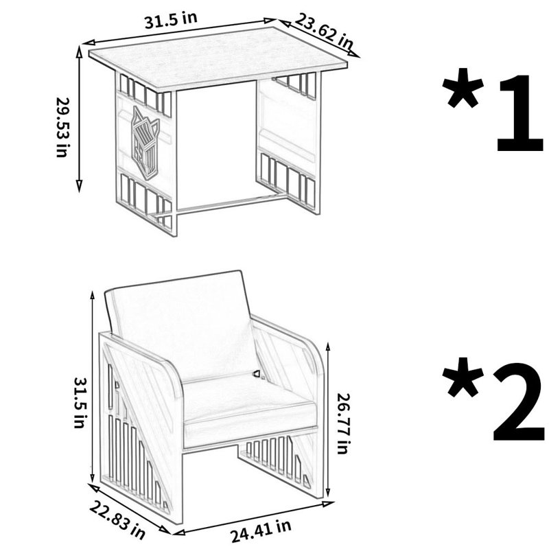 Ensemble de salle à manger rectangulaire L 31,5 po x l 23,62 po Lavernon