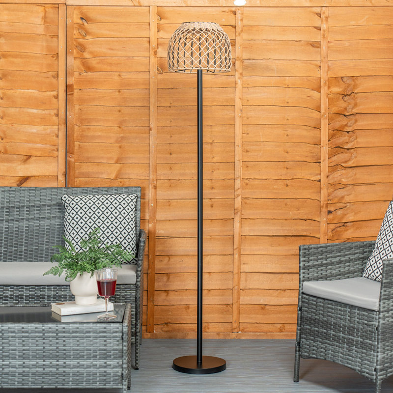 Natural Rope Solar Powered Outdoor Garden Light Fl 158.5 cm Solar Powered Outdoor Floor Lamp