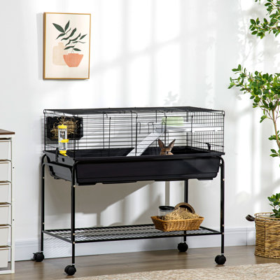 Cage pour petits animaux avec fonction de retrait de support, 39 po x 20,5 po x 36,5 po, pour cobayes, chinchillas, furets, 2 étages, tablette, roues portatives, cochon, hérisson, chinchilla, furet, conception amovible