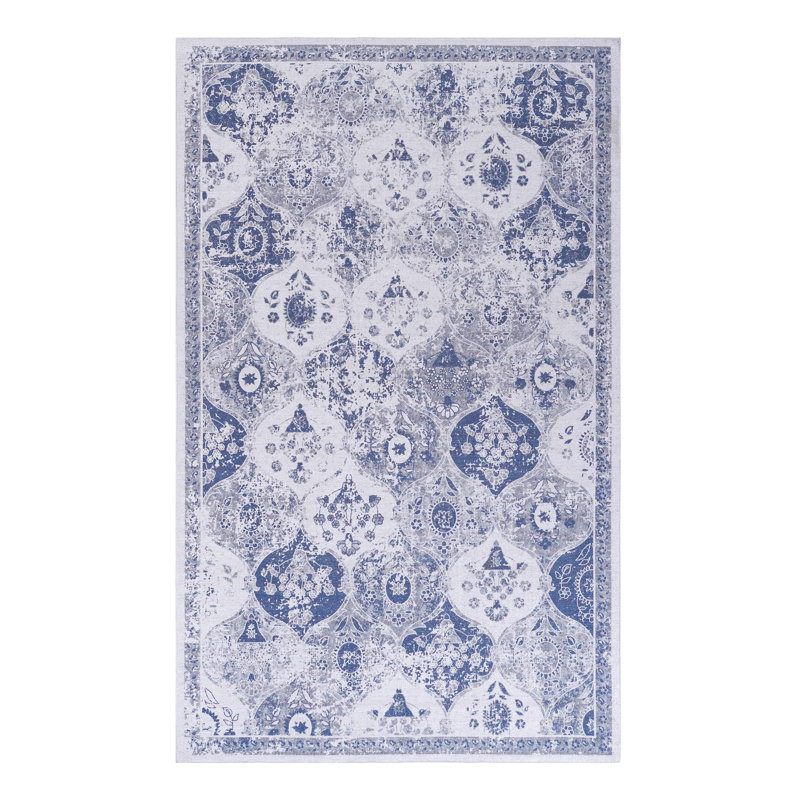 6' X 9' Blue Washable Rug, Low-Pile, Non-Slip, For Bedroom, Living Room, Kitchen, Dining Pet & Interior Designing 6X9 Area Blue, Innovation Idea