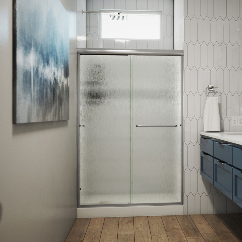 Porte de douche demi-cadre E 46 "x H 76" Ese, Left Opening, Nickel brossé