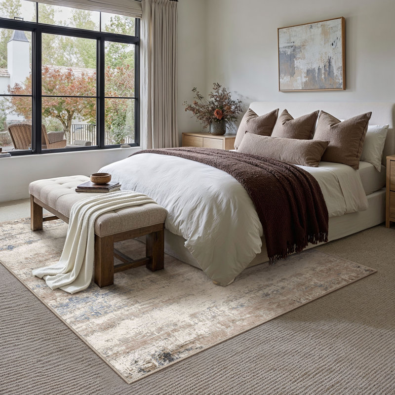 Sarah Modern Abstract Machine Washable Area Rug, Rectangle 8' x 10'