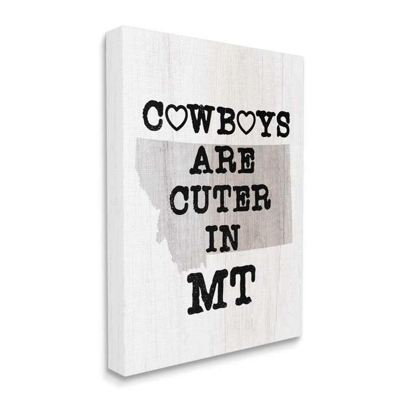 «Cowboys Cuter in Montana» par Lil 'Rue - Art textuel, H 48 po x l 36 po x P 1,5 po, Toile tendue