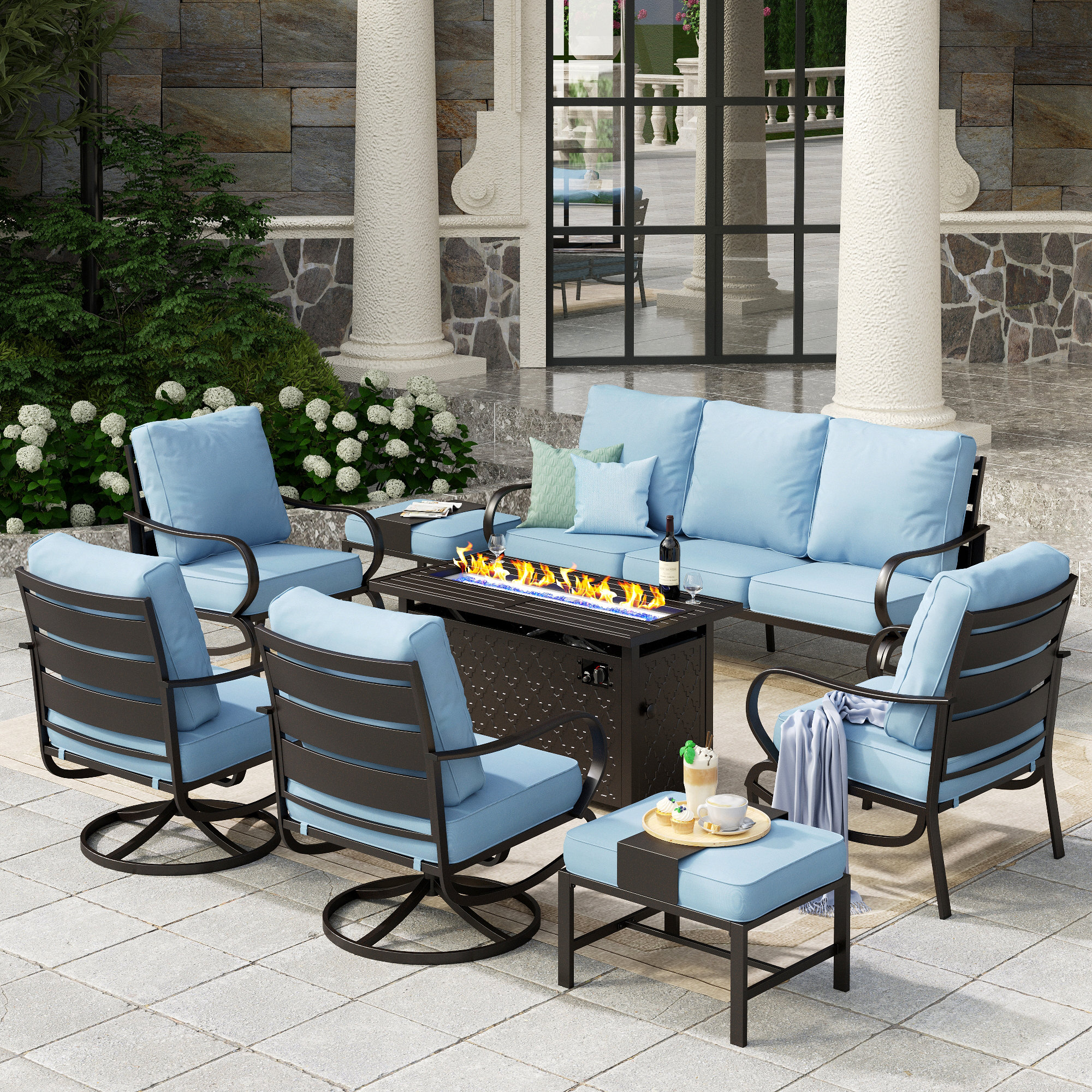 Metal Fire Pit Conversation Sets Conversation Sets Sunbrella Patio