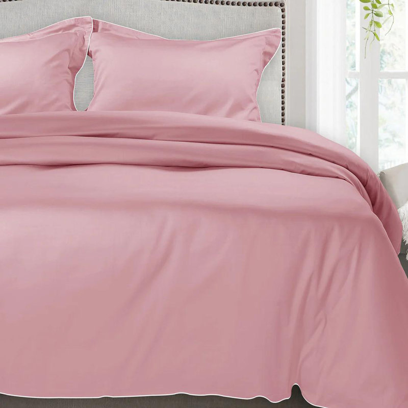 Ensemble de 3 draps pour lit d'invité 100% coton Nunki, Rose