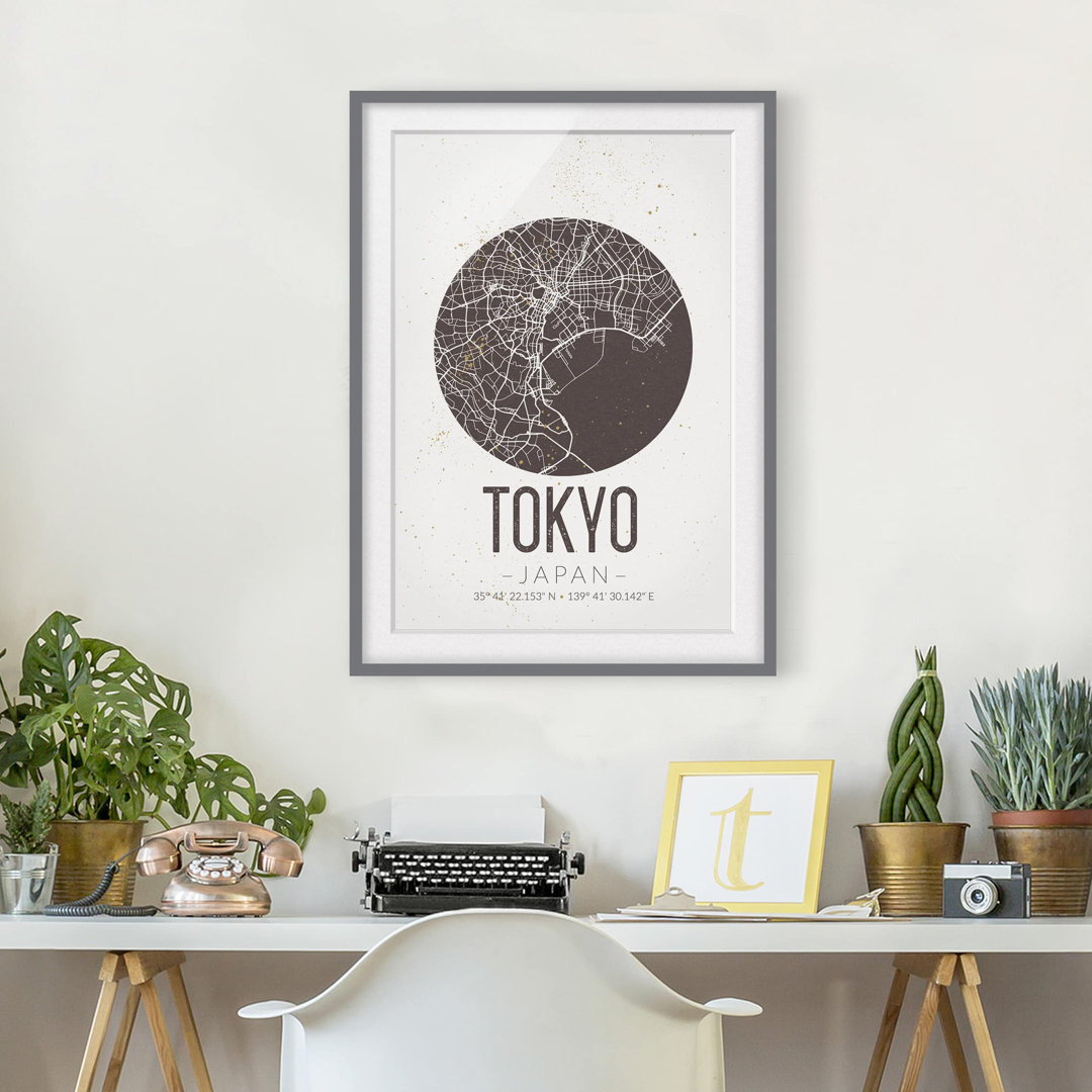 Gerahmtes Poster Tokyo Map