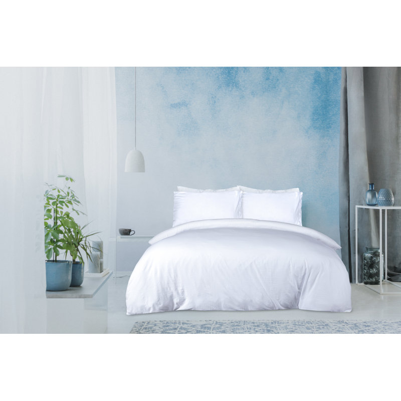 Brazill Polyester Solid Colour Duvet Cover Set with Pillowcases, White, Single Duvet Cover + 1 Standard Pillowcase