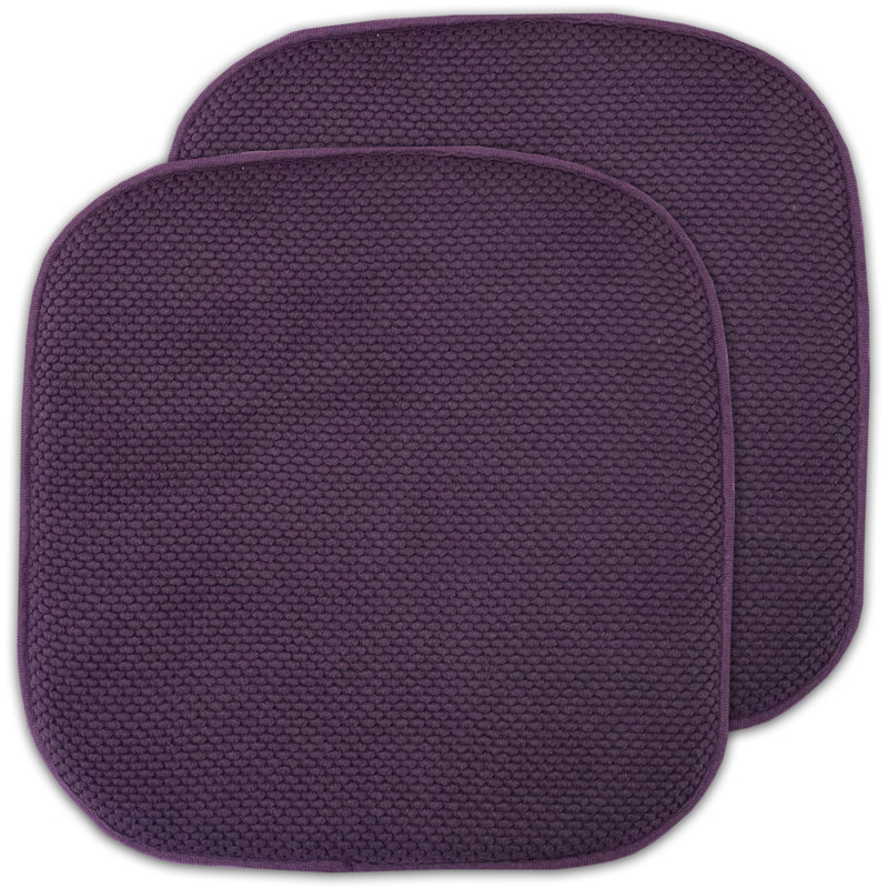 Honeycomb Non-Slip Indoor Chair Cushions, Eggplant, 2-Pack