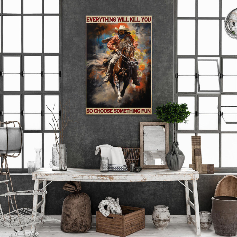 «Cowboys So Choisissez Quelque Chose» - Reproduction d'art graphique rectangulaire sur toile tendue 1 pièce