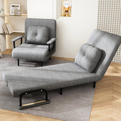 51 Folding Bed Grey With 5 Adjustable And Pillow, Convertible For Home Gyms  extra Seating , Space, Comfortable Rust - Finish Ergonomic Space Sleeper Living, Bedroom & Office, Smart Storage