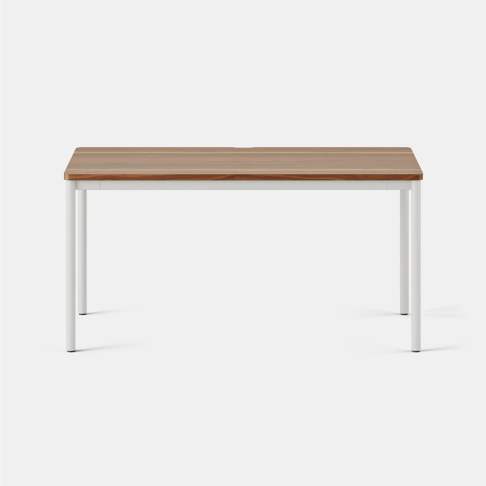 Writing Desk, 28.5" H x 58" W x 27" D, White, Walnut