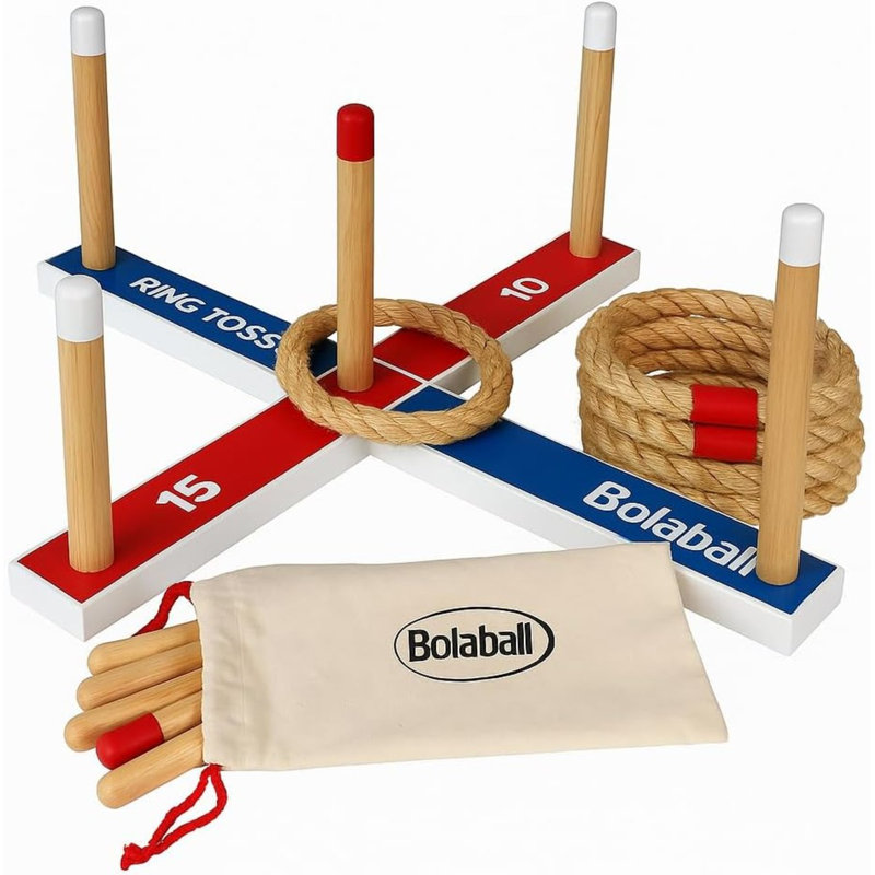 Bolaball Ring Toss Game, Outdoor Games for Adults and Family, 6 Ropes with Carry Bag Camping Games, Backyard Camping Sports Activities