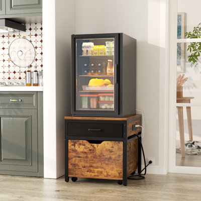 Fridge Stand With Storage And Charging Station