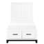 Lit plateforme simple avec finition blanche et tiroirs de rangement empilables