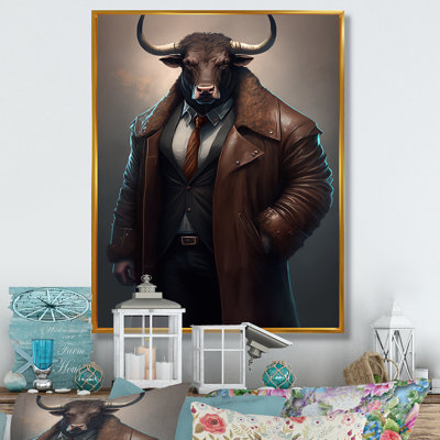 «Hibo Bull With A Stylish Leather Leather III», reproduction sur toile
