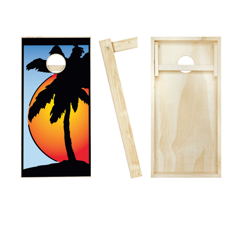 Ensemble de cornhole en bois massif 2 'x 4' avec sacs Sunset, Rouge/noir