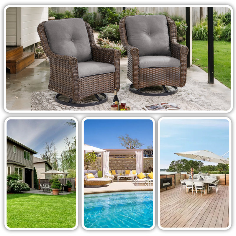Fauteuils coulissants avec coussins Red Barrel Studio®, Gris