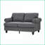 Causeuse de salon avec rangement 59,5 po American Classic - Tissu en polyester doux | Gris | Accoudoirs ronds-1913848210