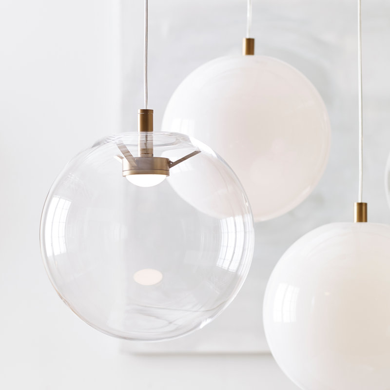 Palona 1 - Light LED Pendant, Aged Brass, Clear, Yes