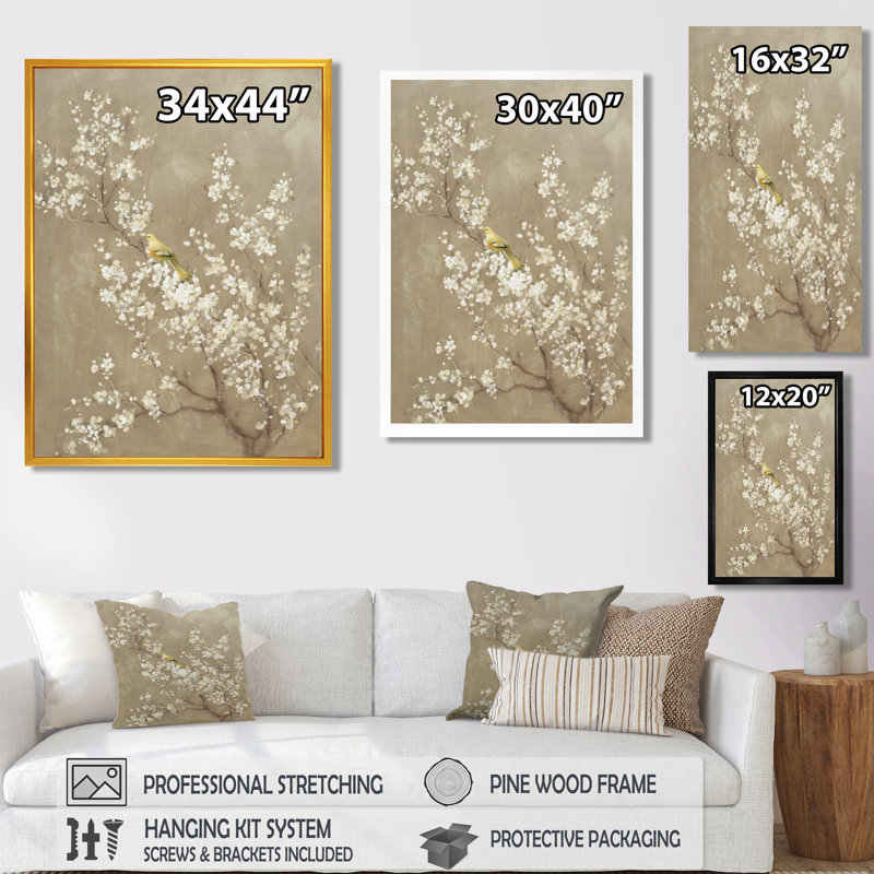 « white cerise fleur iii », reproduction d’art sur toile, H 32 po x l 24 po, Avec cadre, Argent argent