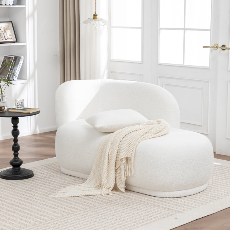 Chaise longue rembourrée en fausse fourrure, Blanc