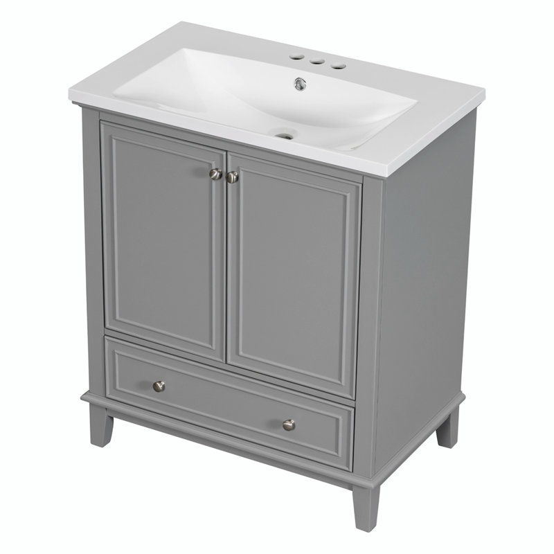 Meuble-lavabo simple 30 po avec comptoir, Gris