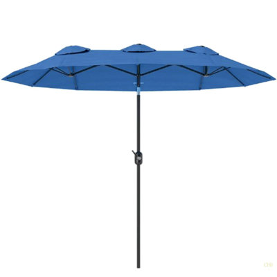Outdoor Umbrella,Double-Sided Patio Umbrella,With Push Button Tilt And Crank,3 Air Vents And 12 Ribs