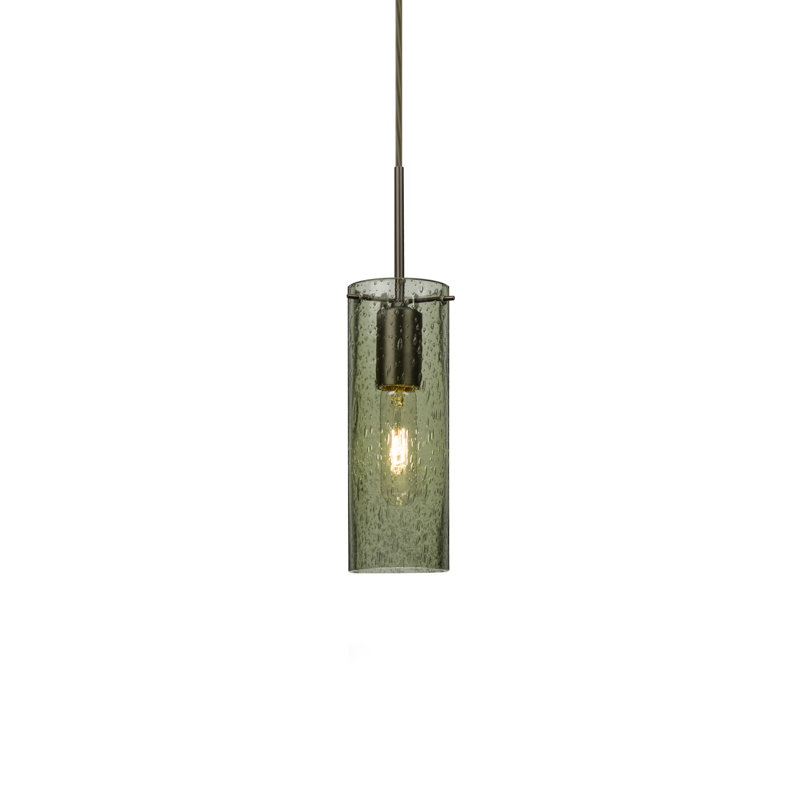 Luminaire suspendu cylindrique à 1 lumière Cattalina, H 16 po x l 3,5 po x P 3,5 po, Mousse, Bronze brossé