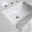Dessus de meuble-lavabo en pierre Montary 43 x 22 de couleur marbre blanc de Carrare avec lavabo rectangulaire encastré en céramique et 3 trous de robinet avec dosseret.
