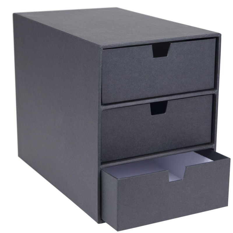 Ingrid Cardboard Stackable Desk Organizer, Dark Gray