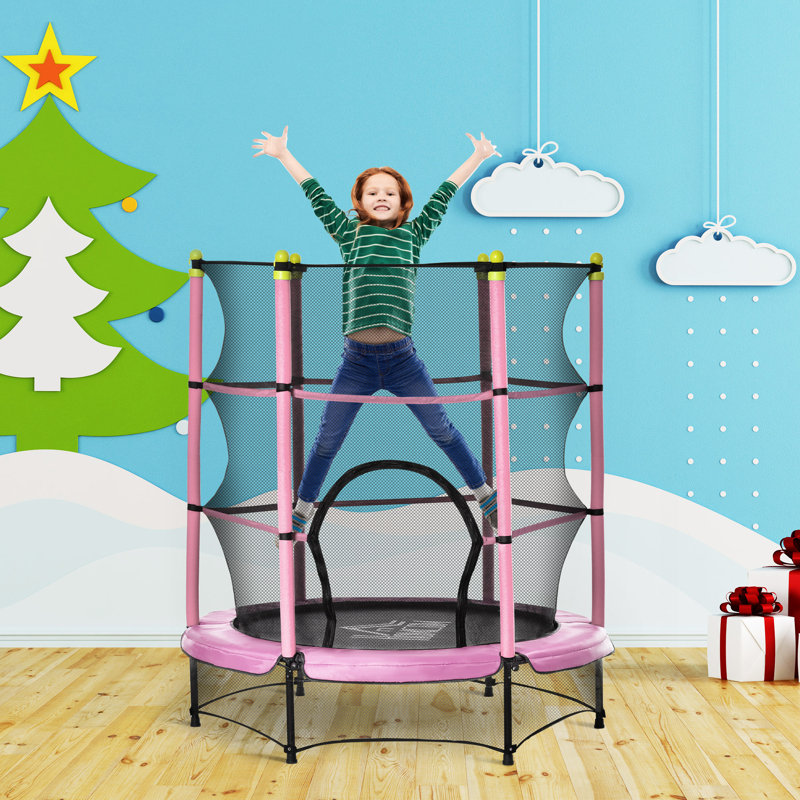 150 Cm Garden Trampoline With Safety Net, Pink
