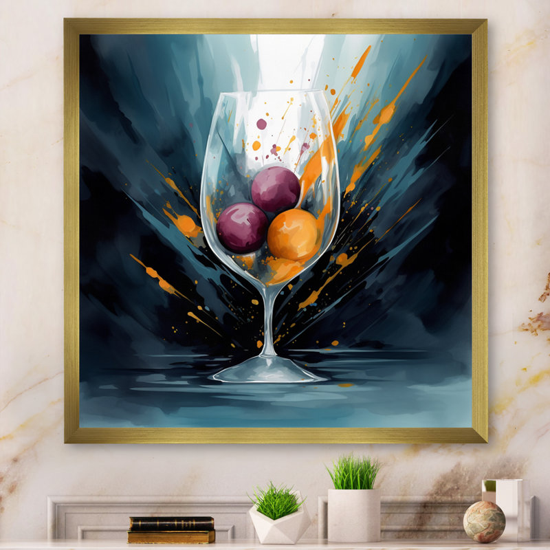 Verre de cognac Glam III - impression, H 16 po x l 16 po x P 1 po, Encadrement doré